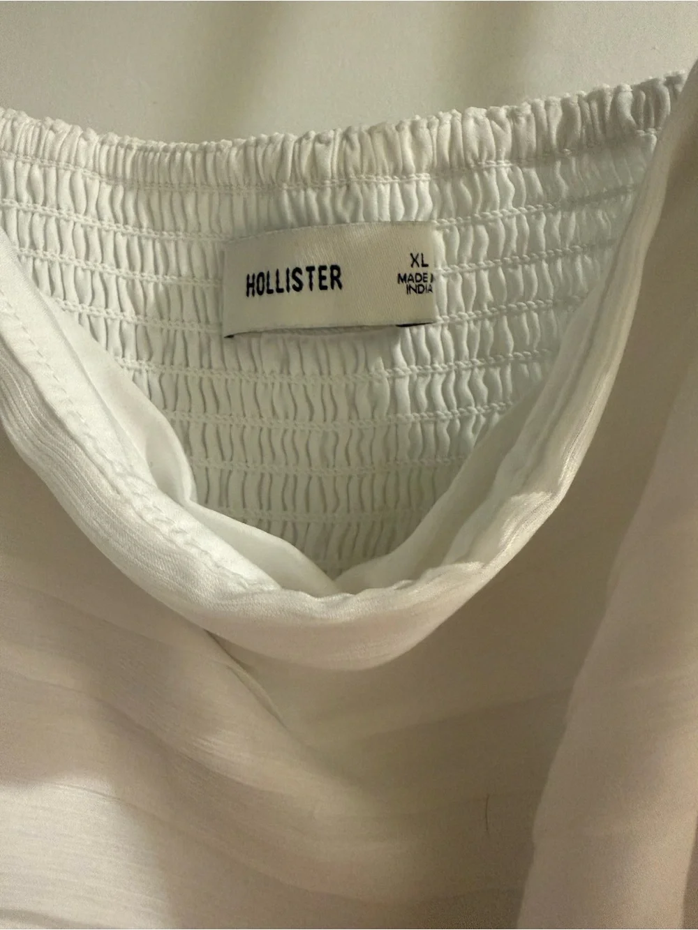 Hollister White Pleated Bodice Spaghetti-Strap Dress